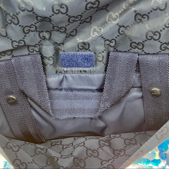 GUCCI GG MONOGRAM NAVY LOGO NYLON MESSENGER DIAPER CROSSBODY SHOULDER LARGE BAG - Picture 4 of 8